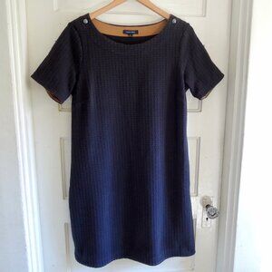 Lands' End Black Textured Knit Shift Dress L (14-16)